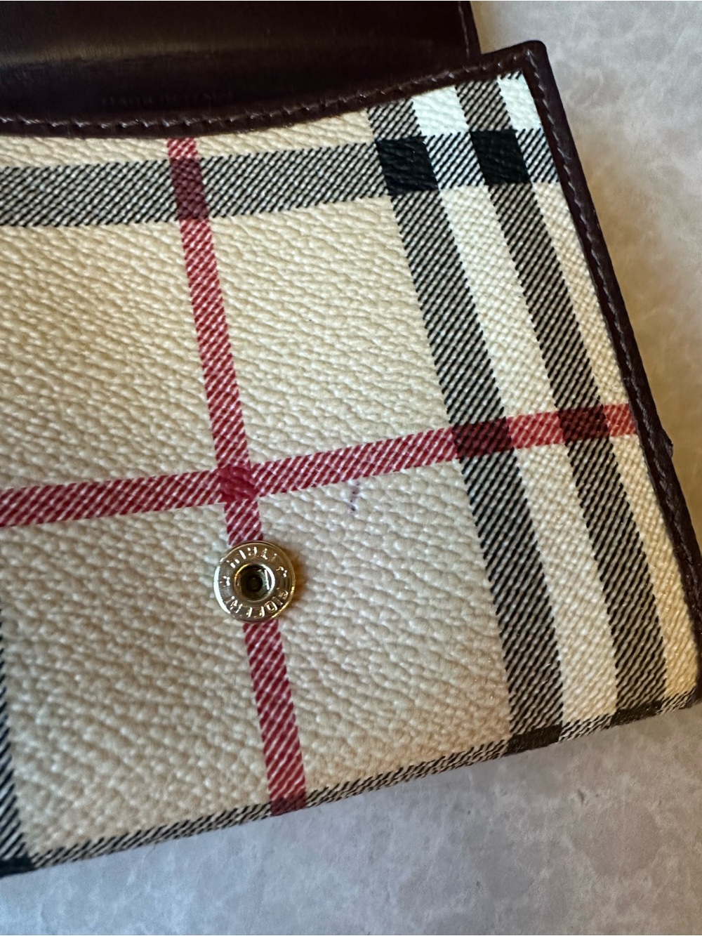 Burberry Beige Check Crossbody with Dark Brown Trim and Matching Wallet - Picture 8 of 9